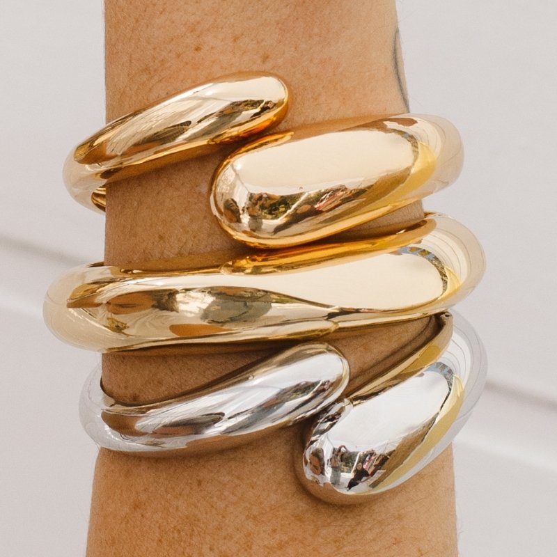 Bracelete Cruzado Liso Dourado Bijuteria