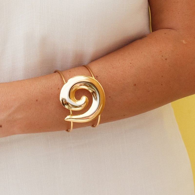 Bracelete Espiral Liso Dourado Semijoia
