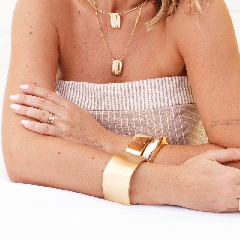 Bracelete Rígido Escovado Dourado Bijuteria