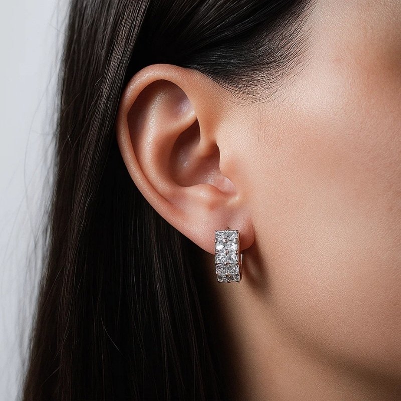 Brinco Argola Fileiras de Zircônias