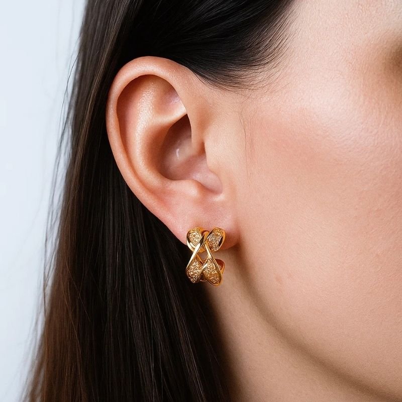 Brinco Argola Torcida Cravejada