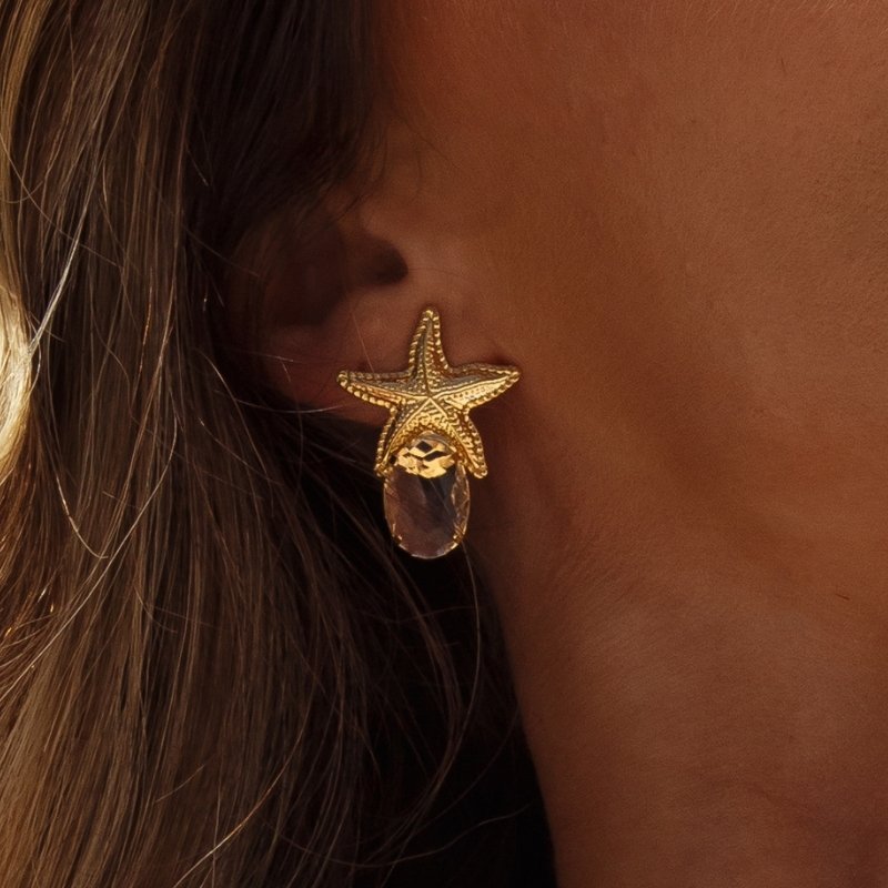 Brinco Estrela com Cristal
