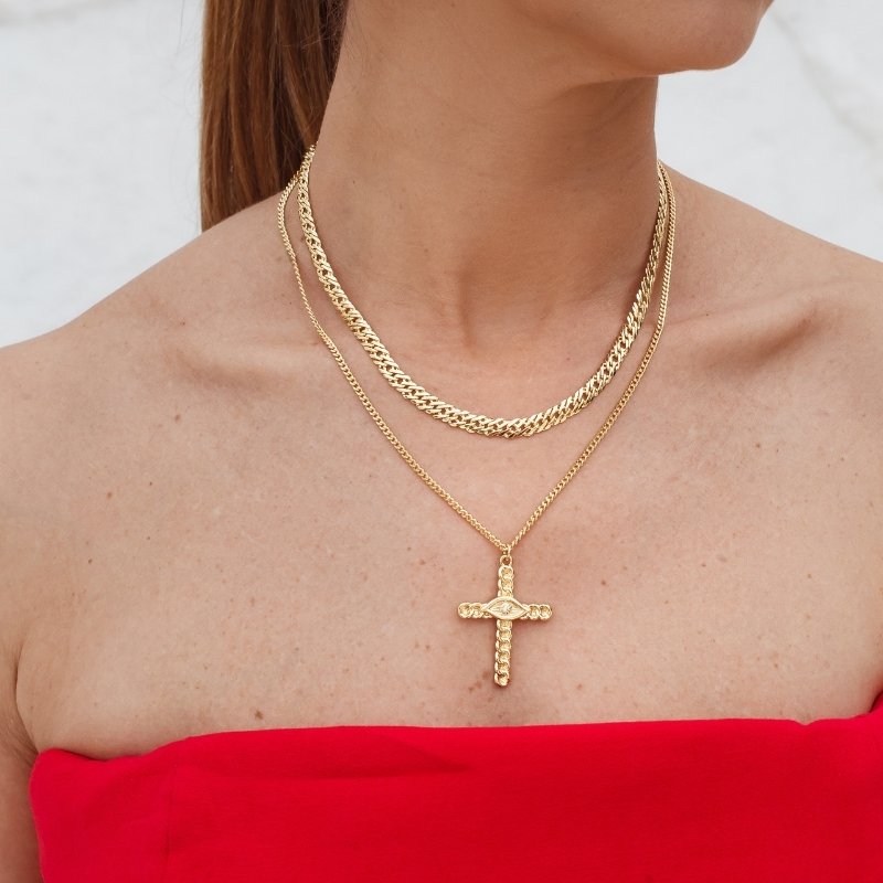 Colar Duplo com Cruz