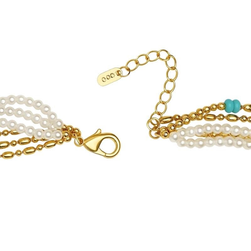 Colar Trançado com Pérolas e Pingente Concha