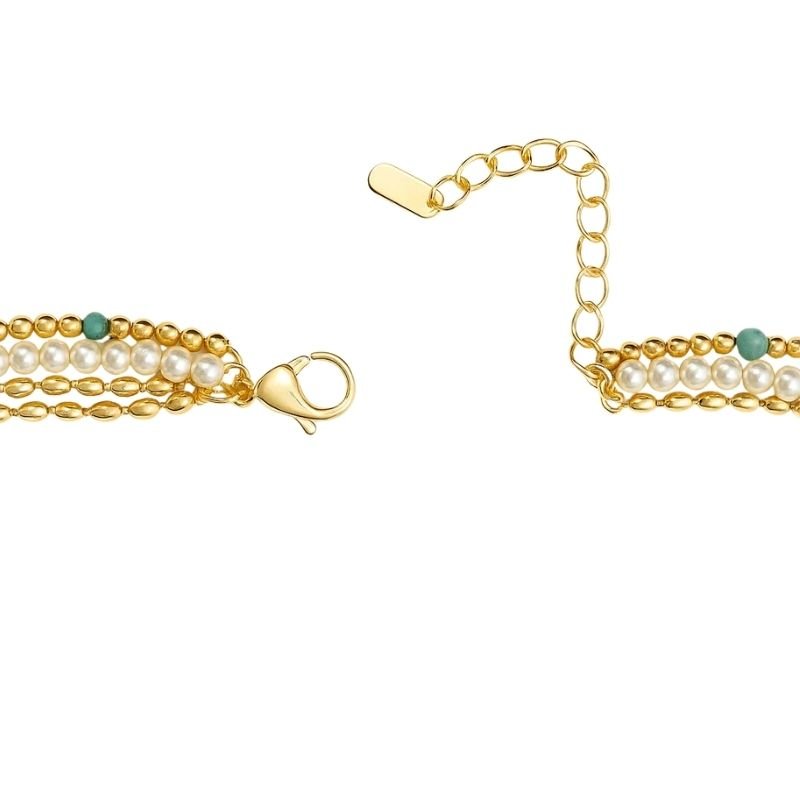 Colar Triplo com Miçangas Turquesa