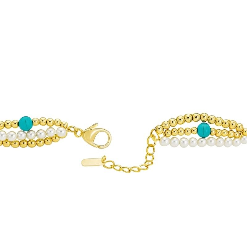 Colar Triplo com Pingente Azul