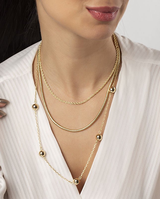 CONJUNTO COM 3 COLARES BIJUTERIA FINA MB