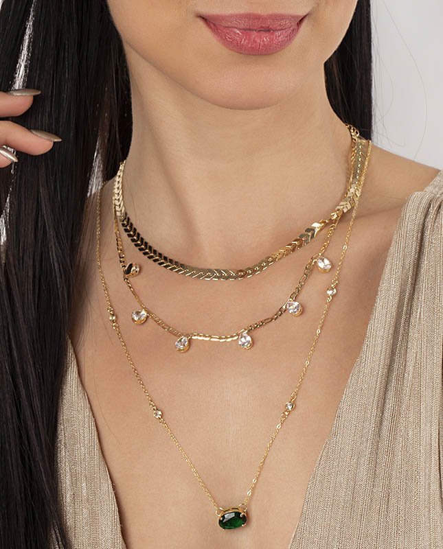 CONJUNTO COM 3 COLARES BIJUTERIA FINA MB