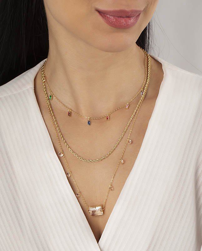 CONJUNTO COM 3 COLARES BIJUTERIA FINA MB