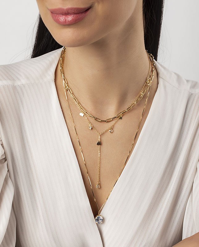 CONJUNTO COM 3 COLARES BIJUTERIA FINA MB