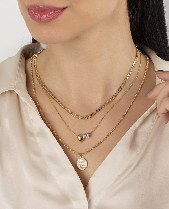CONJUNTO COM 3 COLARES BIJUTERIA FINA MB