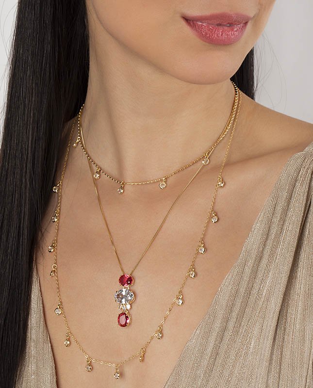 CONJUNTO COM 3 COLARES BIJUTERIA FINA MB