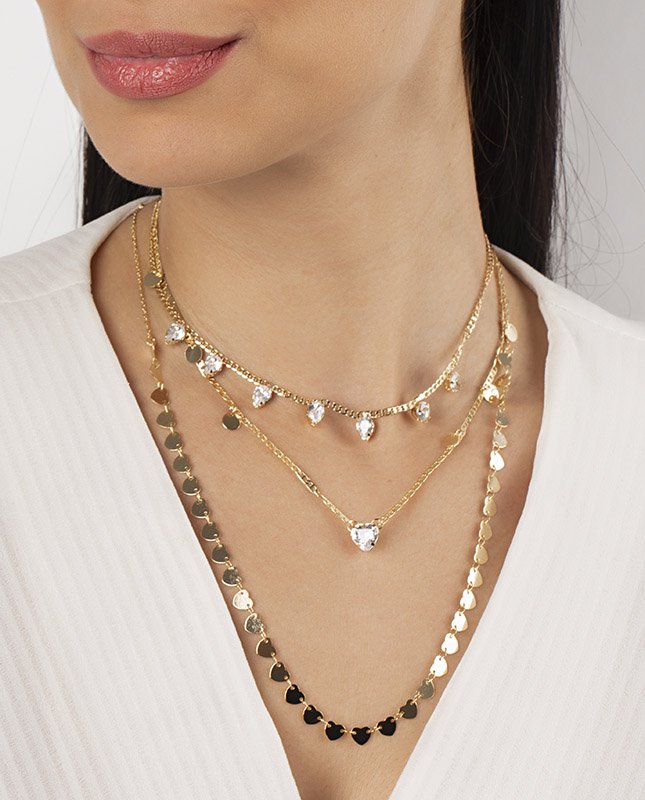 CONJUNTO COM 3 COLARES BIJUTERIA FINA MB