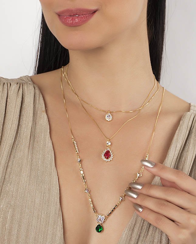 CONJUNTO COM 3 COLARES BIJUTERIA FINA MB