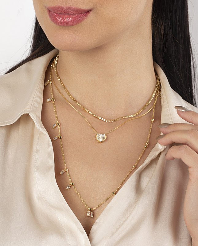 CONJUNTO COM 3 COLARES BIJUTERIA FINA MB