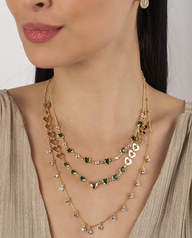 CONJUNTO COM 3 COLARES BIJUTERIA FINA MB
