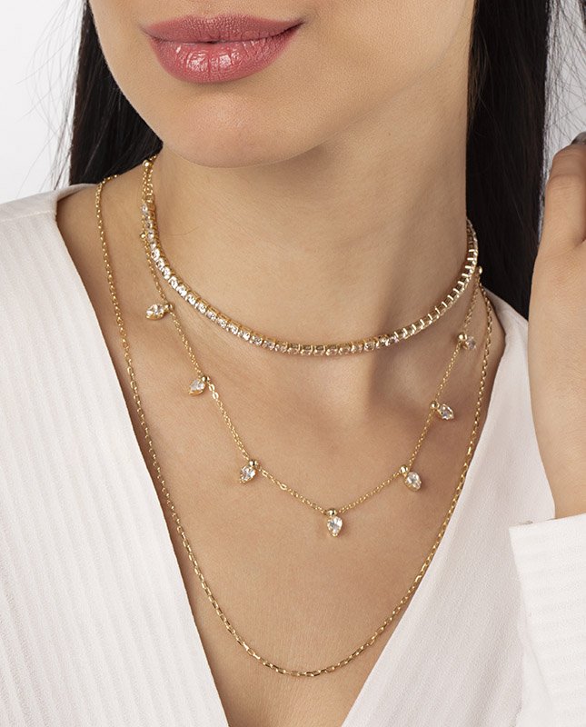 CONJUNTO COM 3 COLARES BIJUTERIA FINA MB