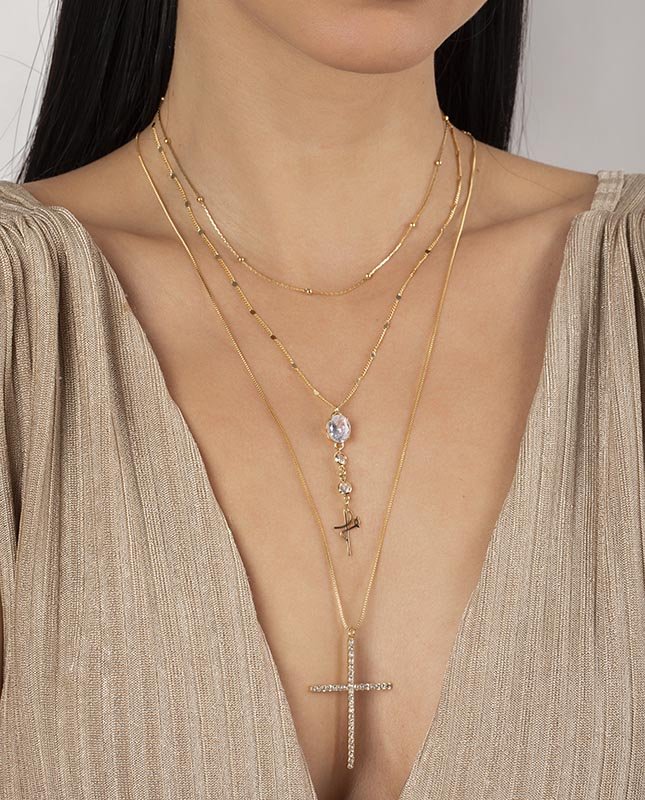 CONJUNTO COM 3 COLARES BIJUTERIA FINA MB