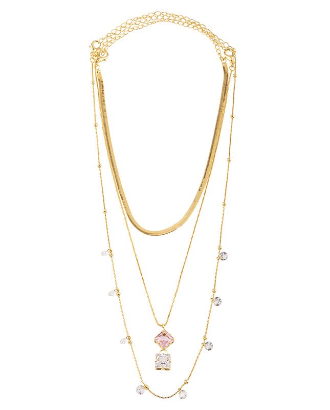 CONJUNTO COM 3 COLARES BIJUTERIA FINA MB