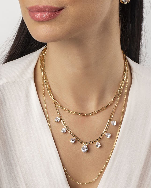 CONJUNTO COM 3 COLARES BIJUTERIA FINA MB