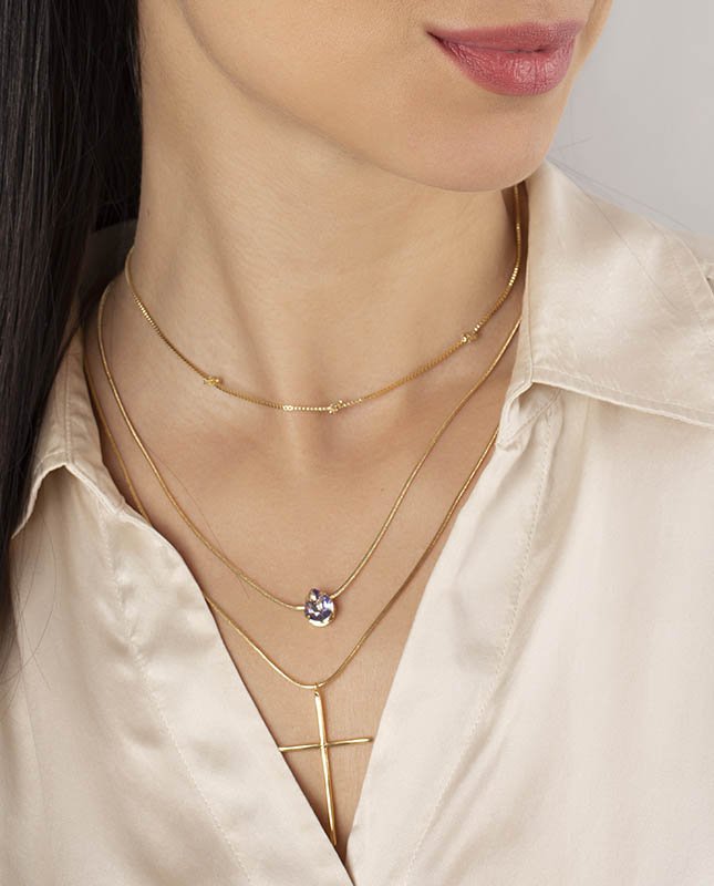 CONJUNTO COM 3 COLARES BIJUTERIA FINA MB