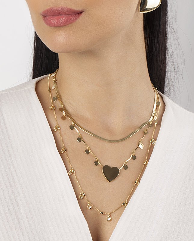CONJUNTO COM 3 COLARES BIJUTERIA FINA MB