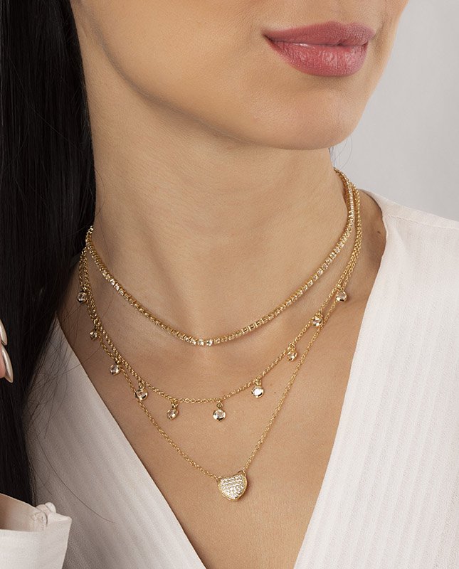 CONJUNTO COM 3 COLARES BIJUTERIA FINA MB