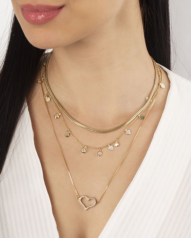 CONJUNTO COM 3 COLARES BIJUTERIA FINA MB