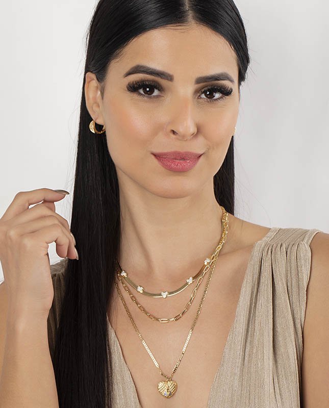 CONJUNTO COM 3 COLARES BIJUTERIA FINA MB