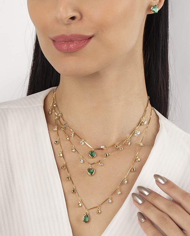 CONJUNTO COM 3 COLARES BIJUTERIA FINA MB