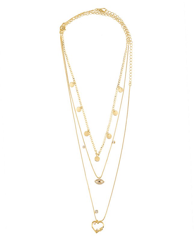 CONJUNTO COM 3 COLARES BIJUTERIA FINA MB