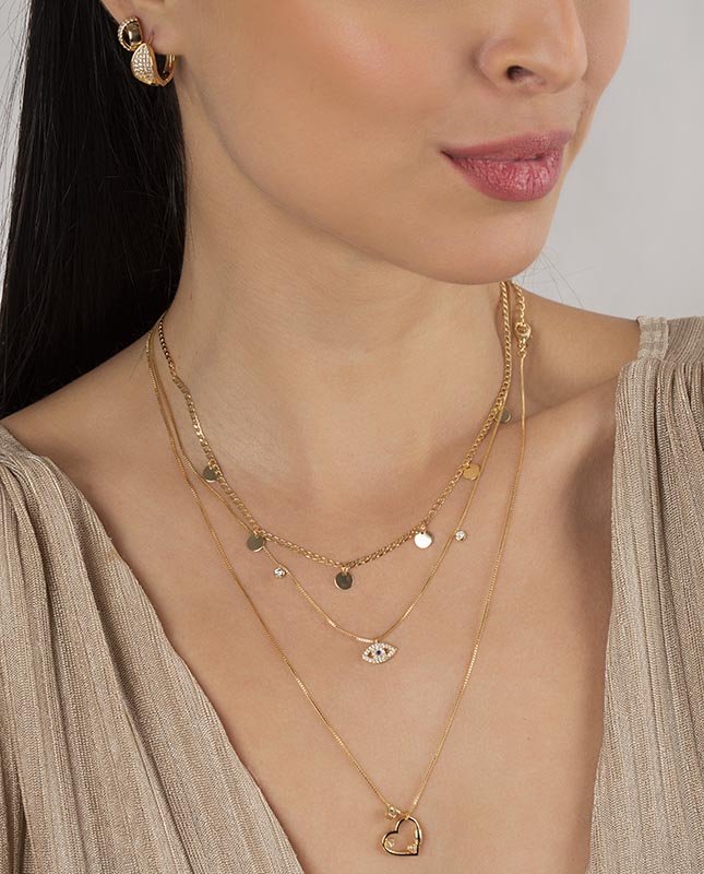 CONJUNTO COM 3 COLARES BIJUTERIA FINA MB