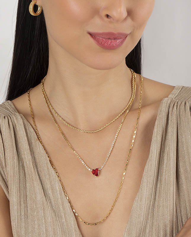 CONJUNTO COM 3 COLARES BIJUTERIA FINA MB