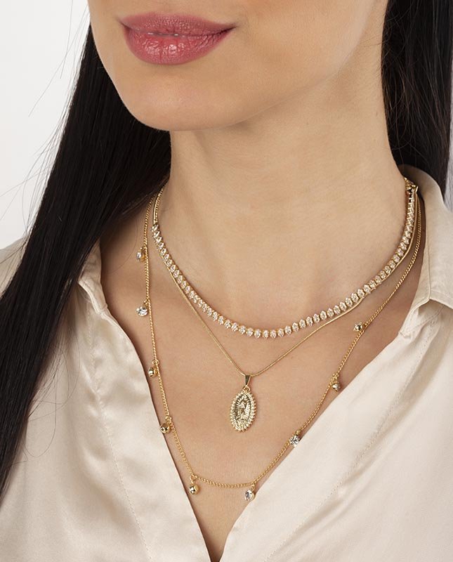 CONJUNTO COM 3 COLARES BIJUTERIA FINA MB