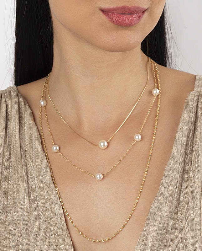 CONJUNTO COM 3 COLARES BIJUTERIA FINA MB