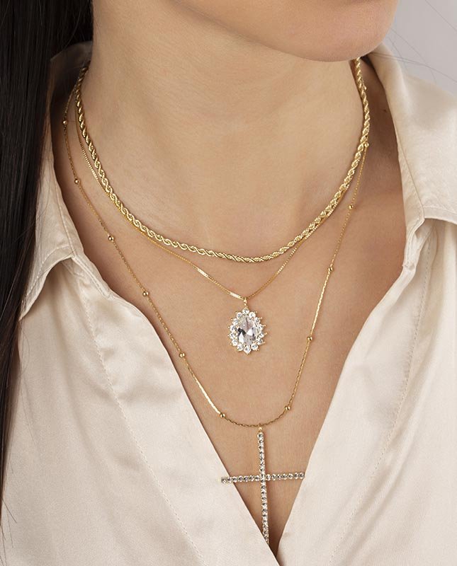 CONJUNTO COM 3 COLARES BIJUTERIA FINA MB