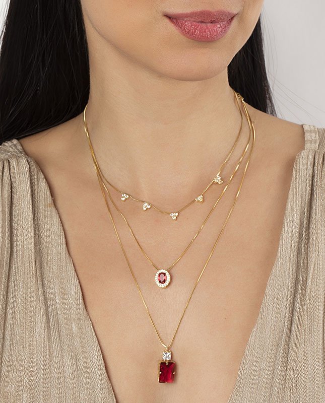 CONJUNTO COM 3 COLARES BIJUTERIA FINA MB