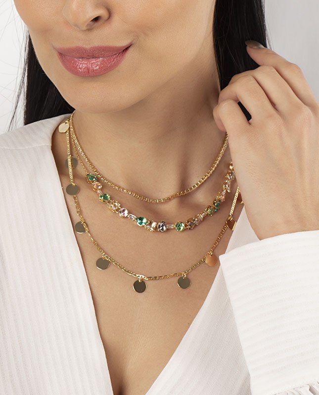 CONJUNTO COM 3 COLARES BIJUTERIA FINA MB