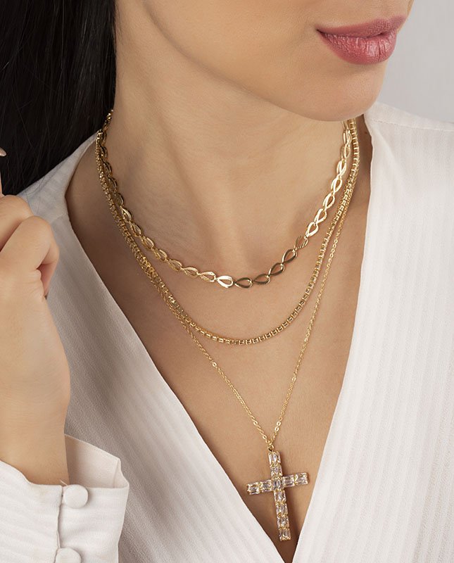 CONJUNTO COM 3 COLARES BIJUTERIA FINA MB