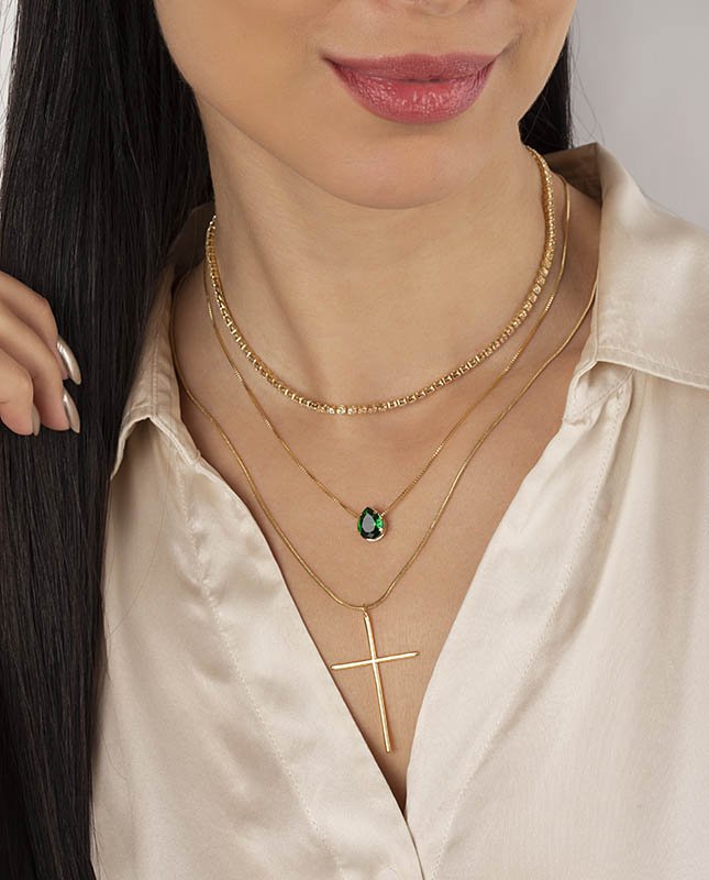 CONJUNTO COM 3 COLARES BIJUTERIA FINA MB