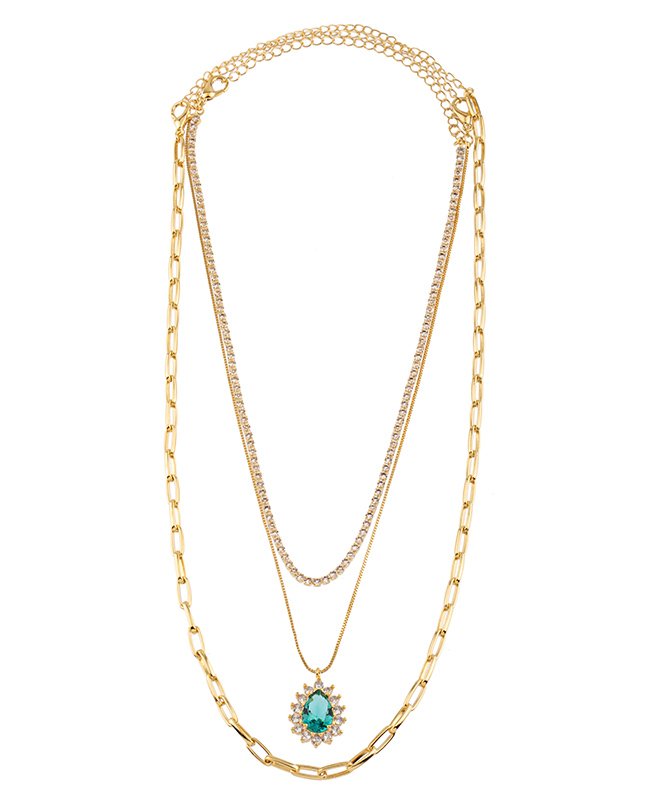 CONJUNTO COM 3 COLARES BIJUTERIA FINA MB