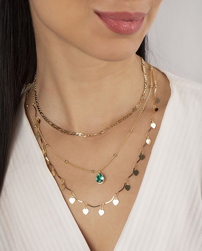 CONJUNTO COM 3 COLARES BIJUTERIA FINA MB