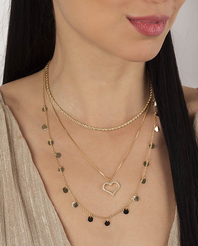 CONJUNTO COM 3 COLARES BIJUTERIA FINA MB