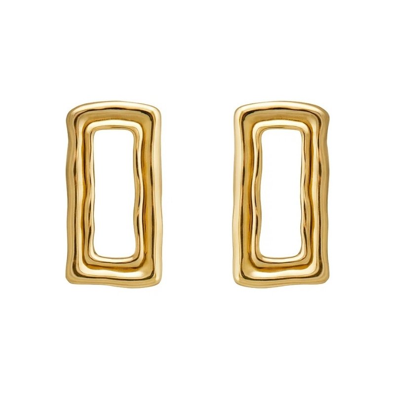 Conjunto Retangular Vazado Dourado Semijoia