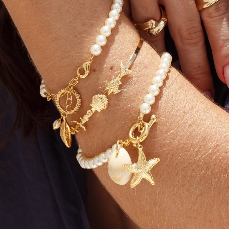 Pulseira Pérola com Pingentes