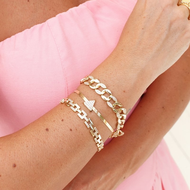 Pulseira Triângulo Cravejado Dourado Semijoia